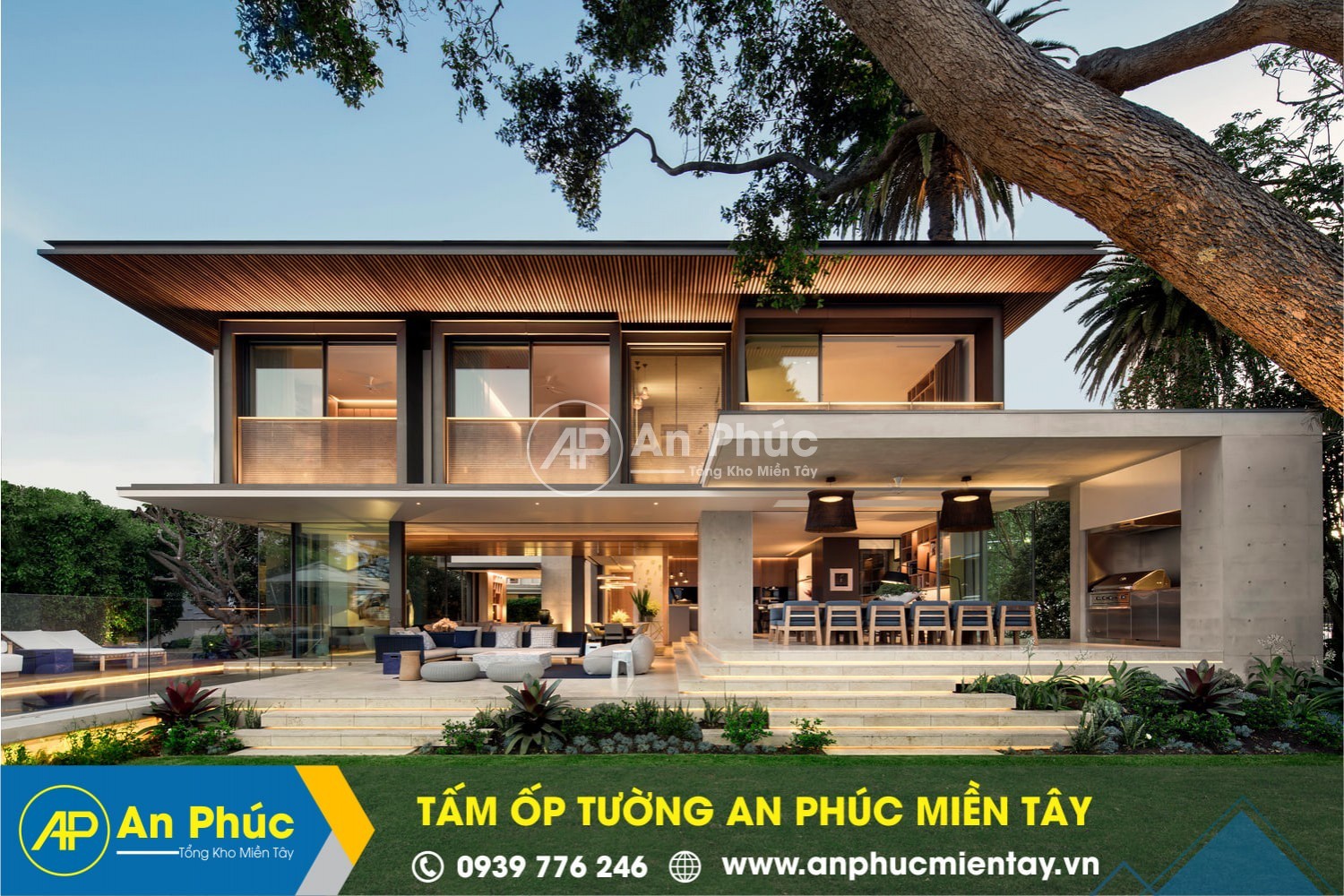Mẫu Villa xịn sò với tấm ốp tường An Phúc